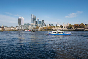 View of the London skyline with its skyscrapers