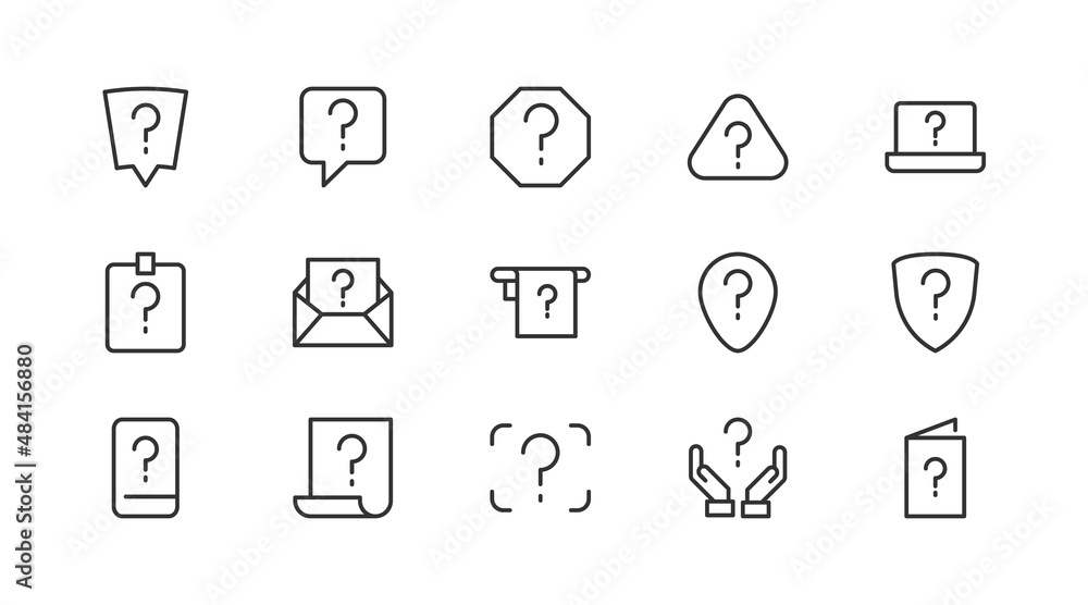 Poster set of simple question line icons.