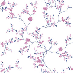 Naklejka premium seamless pattern of flowers, branches and leaves