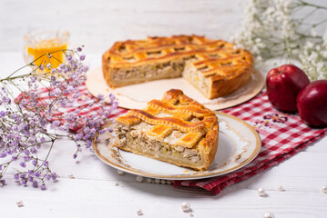 a slice of sliced apple pie