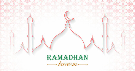 Mosque vector illustration for ramadan banner with floral pattern