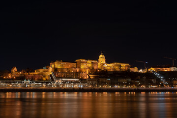 Fototapeta na wymiar Buda Castle illuminated at night in Budapest Hungary Europe