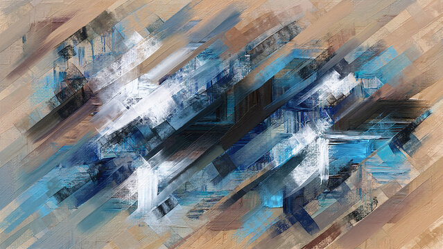 Abstract diagonal paint strokes, oil painting. Brush daubs and smears grungy background, hand painted