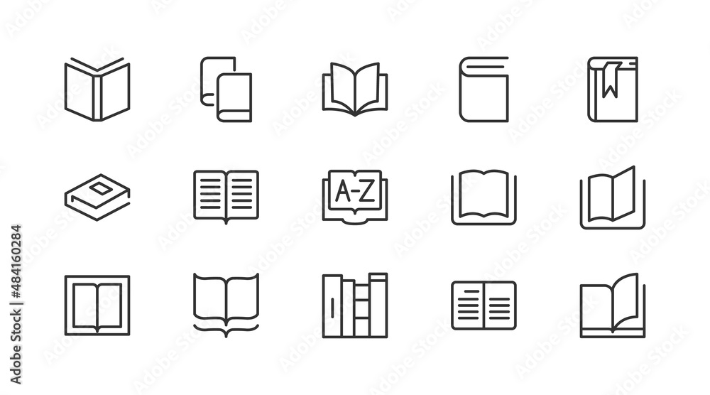 Poster simple line set of read icons.