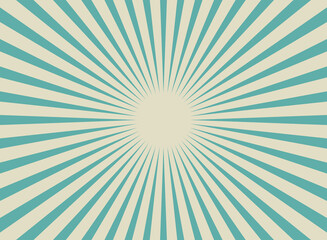 Sunlight retro background. Blue and beige color burst background.