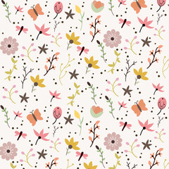 Seamless colorful floral patterns collection design