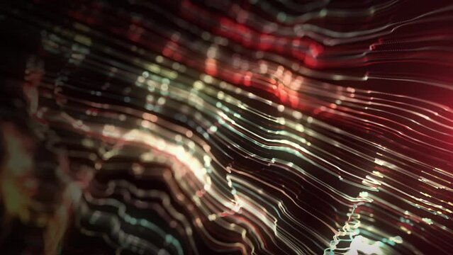 Abstract Glowing Light Strings Background Looping With Depth Of Field/ 4k animation of an abstract wallpaper looped background of light stroke glowing and waving with ambien occlusion and depth of fie