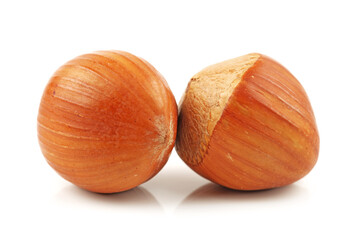 hazelnuts isolated on white background