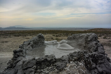 Mud volcanoes in Gobustan (Qobustan), Azerbaijan