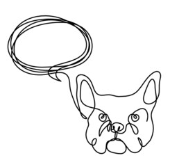 Silhouette of abstract french bulldog as line drawing on white