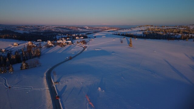 Winter view during sunrise