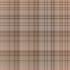 Seamless pattern in light brown, gray and beige colors for plaid, fabric, textile, clothes, tablecloth and other things. Vector image.