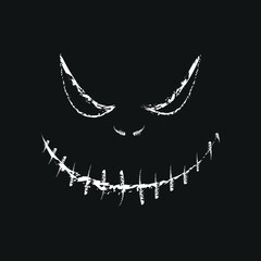 Monster. Pumpkin face with a crooked smile. Drawing with ragged lines. Halloween