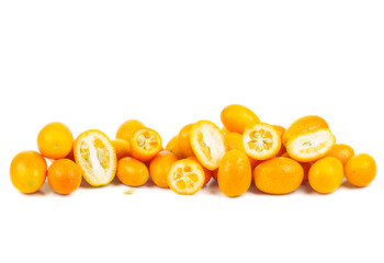Cumquat or fortunella. Tasty juicy fruit .Isolated on a white background