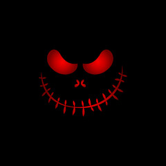 Halloween. Skull red face. Stylized skeleton