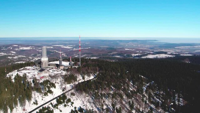 Feldberg covered in snow with blue sky