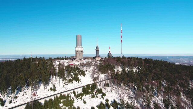 Feldberg covered in snow with blue sky