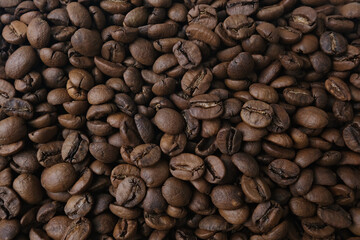 Roasted Coffee Beans Close-Up Texture Background