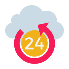 Flat color icon for 24hours service.