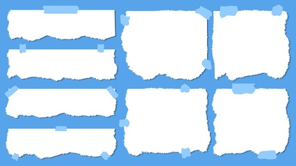Fototapeta premium Abstract Blank Frame Sticky Paper Torn Sheet In Blue Background