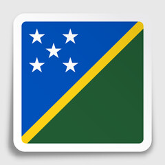 Solomon Islands flag icon on paper square sticker with shadow. Button for mobile application or web. Vector