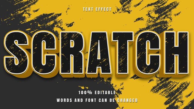 Black Yellow Grunge Word Scratch Editable Text Effect Design Template