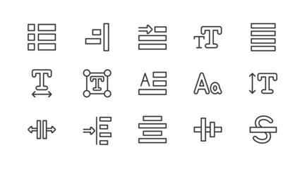 Vector set of text editor  thin line icons.