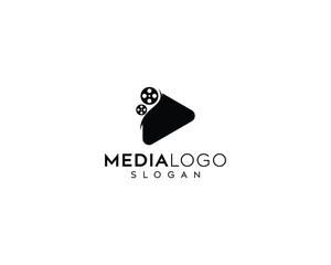 Media icon logo design, film icon logo design, media film vector logo design