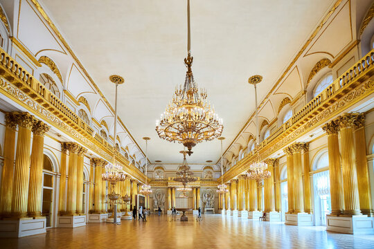 St. Petersburg, Russia - May 27, 2021: Hermitage Museum, one of the halls of the palace. Palace interior details.