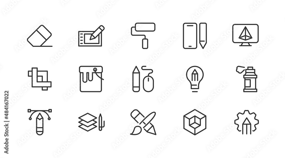 Aufkleber vector set of web design thin line icons.