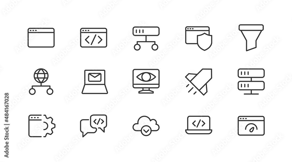 Poster set of simple web line icons.