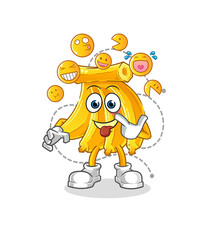 Banana laugh and mock character. cartoon mascot vector