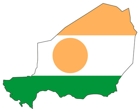 recommend clip art: Niger map with flag - outline of a state with a national flag