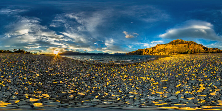 Gorgeous Sunset at the beach from Lake Hawea - Queenstown Lakes District - Otago - New Zealand