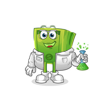 money scientist character. cartoon mascot vector