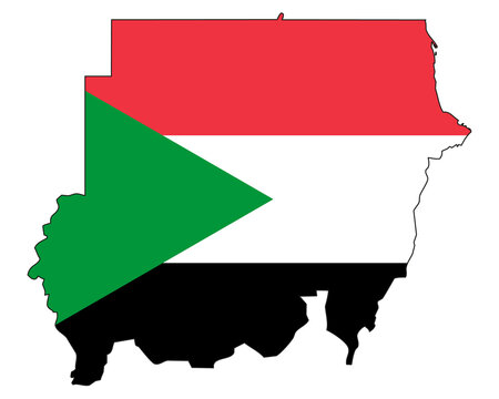 recommend clip art: Republic of the Sudan map with flag - outline of a state with a national flag