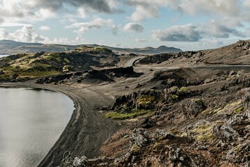 Księżycowy krajobraz Islandii - obrazy, fototapety, plakaty