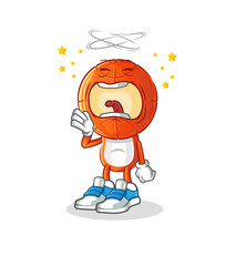 basketball head cartoon yawn character. cartoon mascot vector
