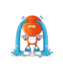 basketball head cartoon crying illustration. character vector
