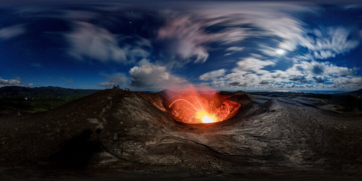 Moonlight on Yasur Volcano