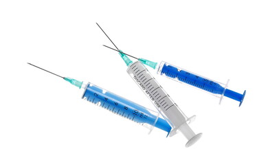 Medical syringe and needle isolated on white, clipping path