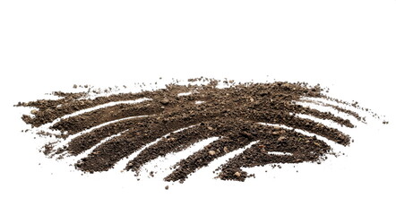 Pile dirt, soil furrows isolated on white  