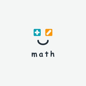 simple math education logo design. happy math logo. smile math logo