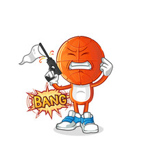 basketball head cartoon warning shot mascot. cartoon vector