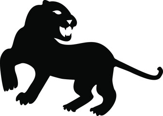 Tiger icon Black silhouette on white background isolated. 