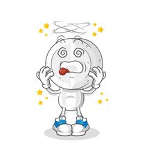 medicine tablet head cartoon dizzy mascot. cartoon vector