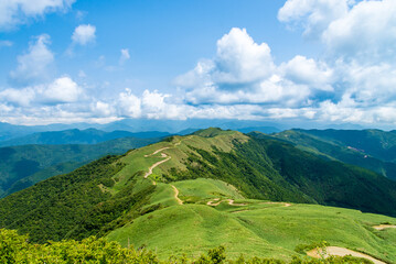 Fototapeta premium 中津明神山から望むパノラマの四国山脈
