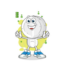 medicine tablet head cartoon full battery character. cartoon mascot vector
