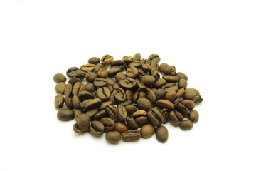 coffee beans pile on a white background