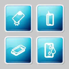 Set line Shockproof phone, Glass screen protector, and Waterproof icon. Vector